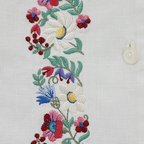 Lauren Ralph Lauren Women's 100% Linen Embroidered Button Front Shirt - XL - Picture 4 of 6